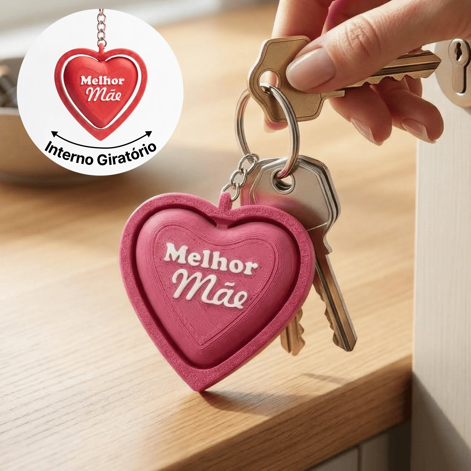 Chaveiro dia das mães giratório